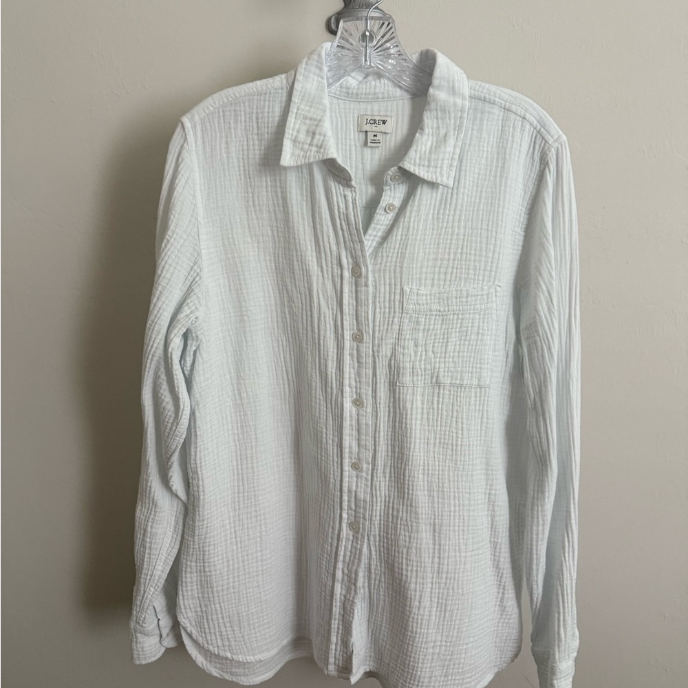 J. Crew White Casual Button Down Gauze Shirt
